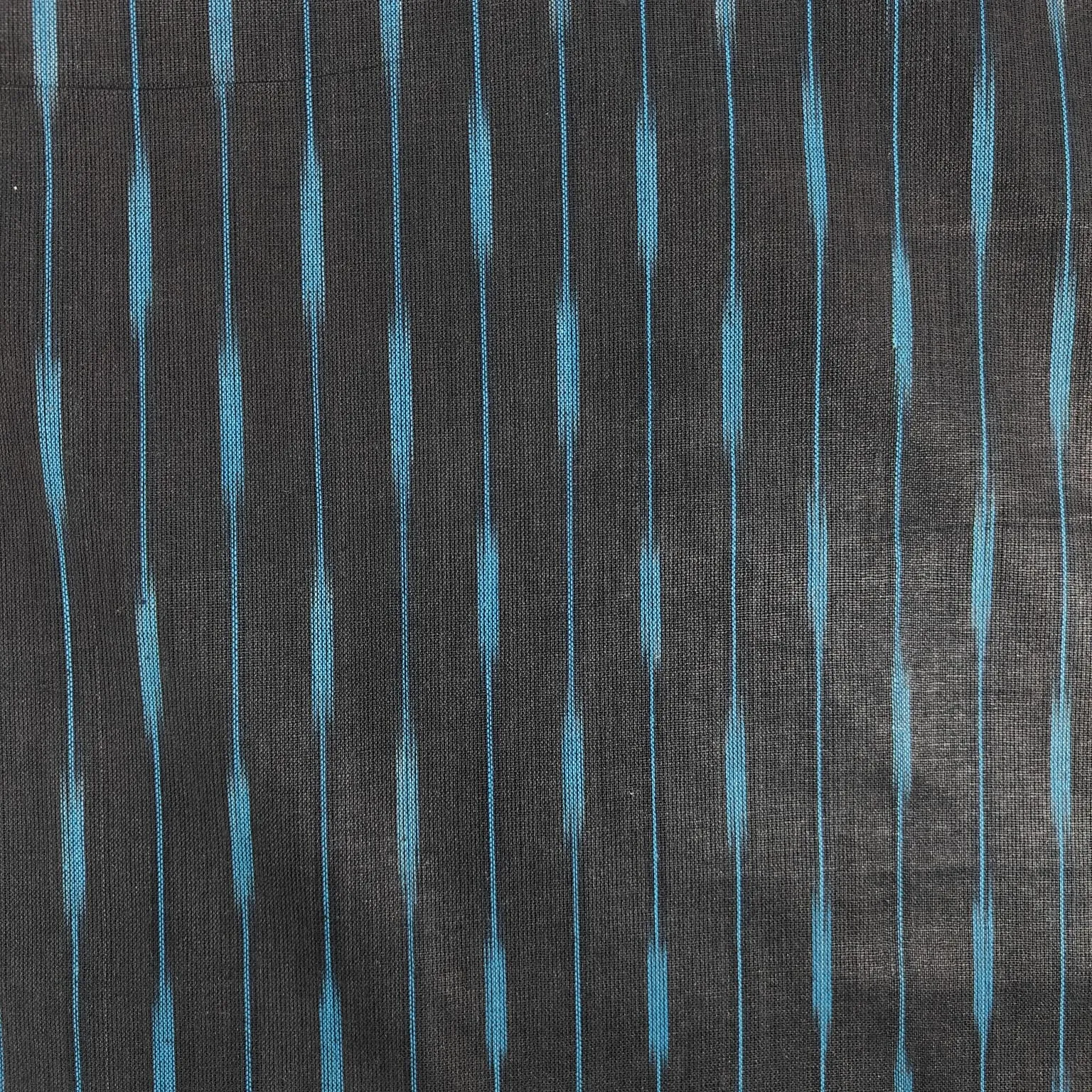 Black Teal Blue Ikkat Print Cotton Fabric