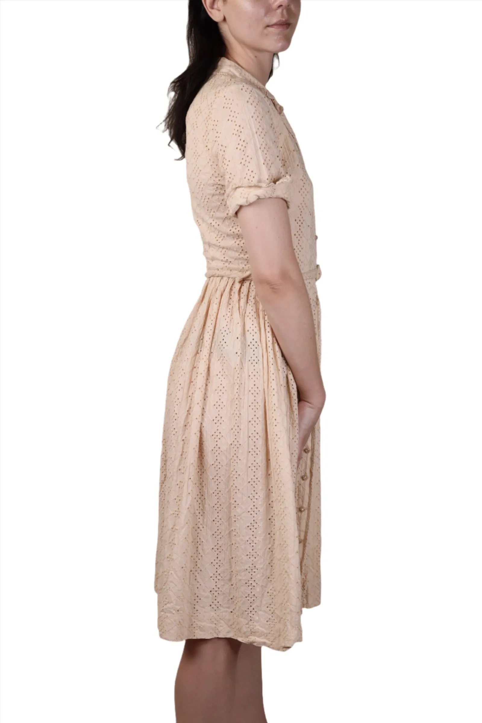 Cay Artley, Cream Cotton Day Dress 1940s