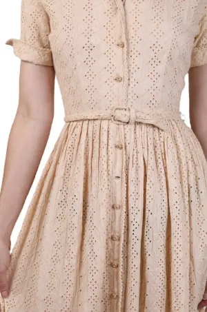 Cay Artley, Cream Cotton Day Dress 1940s