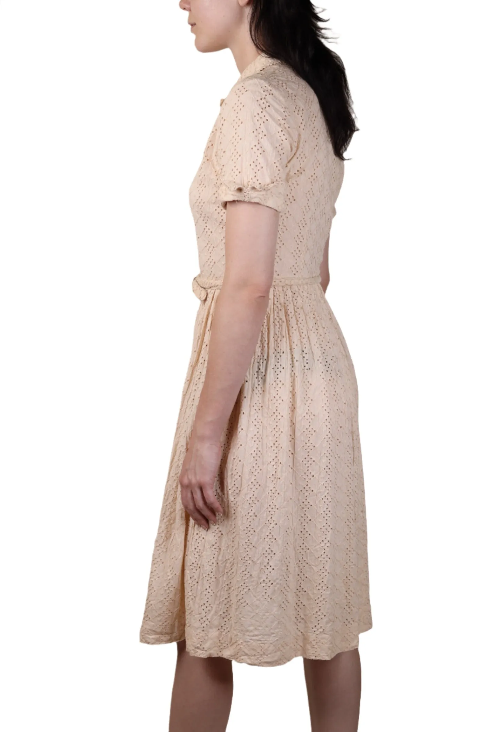 Cay Artley, Cream Cotton Day Dress 1940s