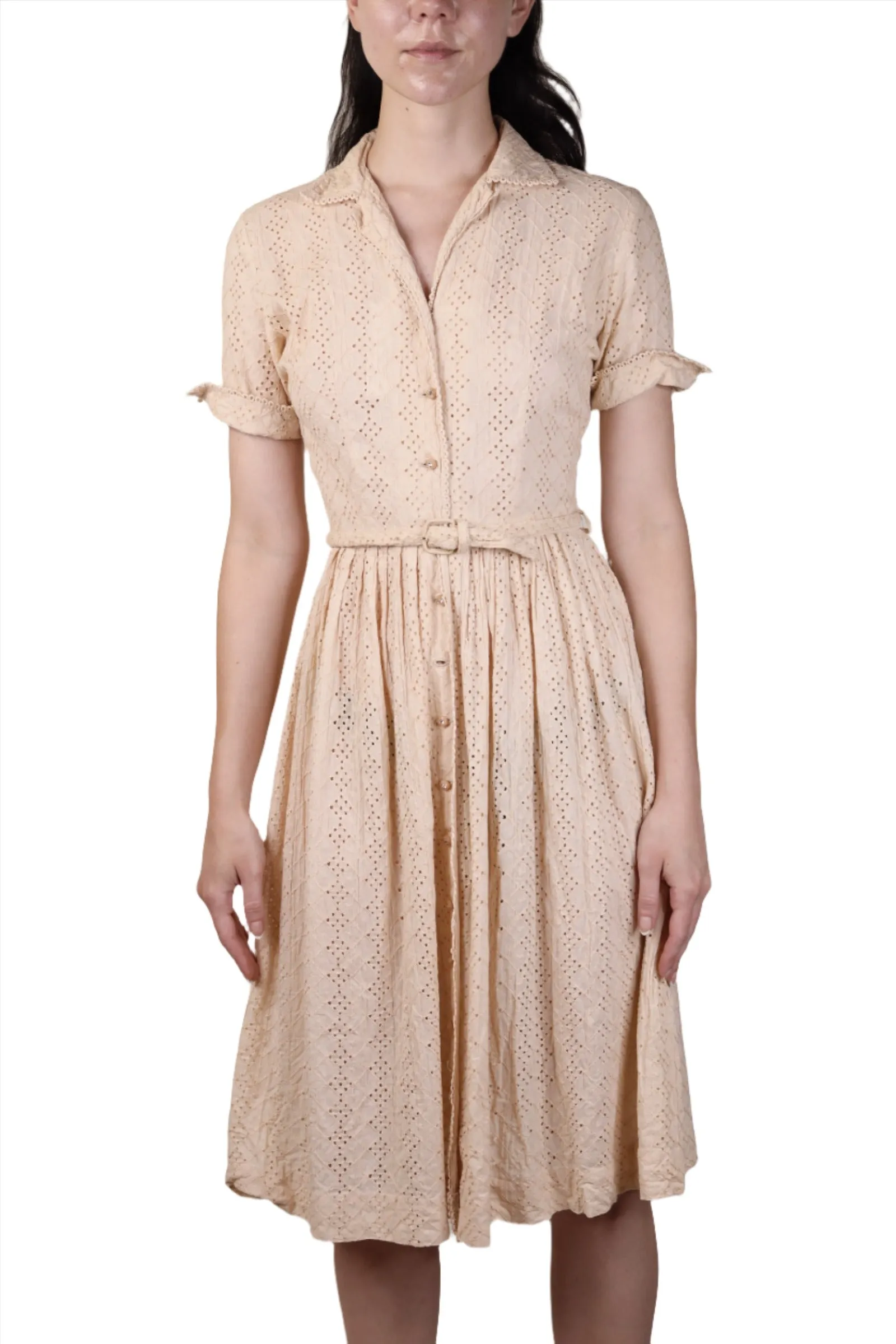 Cay Artley, Cream Cotton Day Dress 1940s