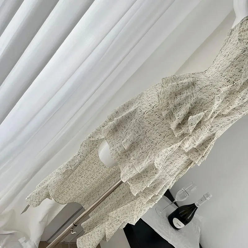 Girlary Fashion Irregular Tiered Ruffled Suspender Dresses Women Summer Holiday Style Sexy Slim Long Dress Sweet Fairy Dress Vestidos