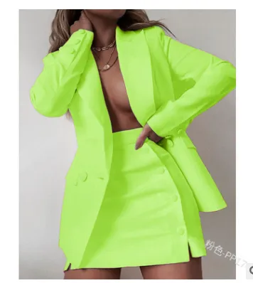 New Fashion 2 Piece Set Women Streetwear Candy Color Basic Blazer Sets Coat & Shorts Slim Suit Jacket