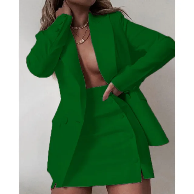 New Fashion 2 Piece Set Women Streetwear Candy Color Basic Blazer Sets Coat & Shorts Slim Suit Jacket