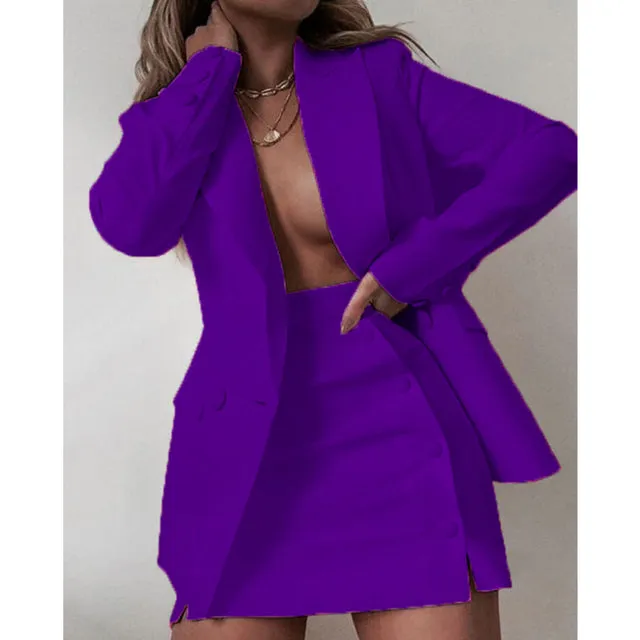 New Fashion 2 Piece Set Women Streetwear Candy Color Basic Blazer Sets Coat & Shorts Slim Suit Jacket