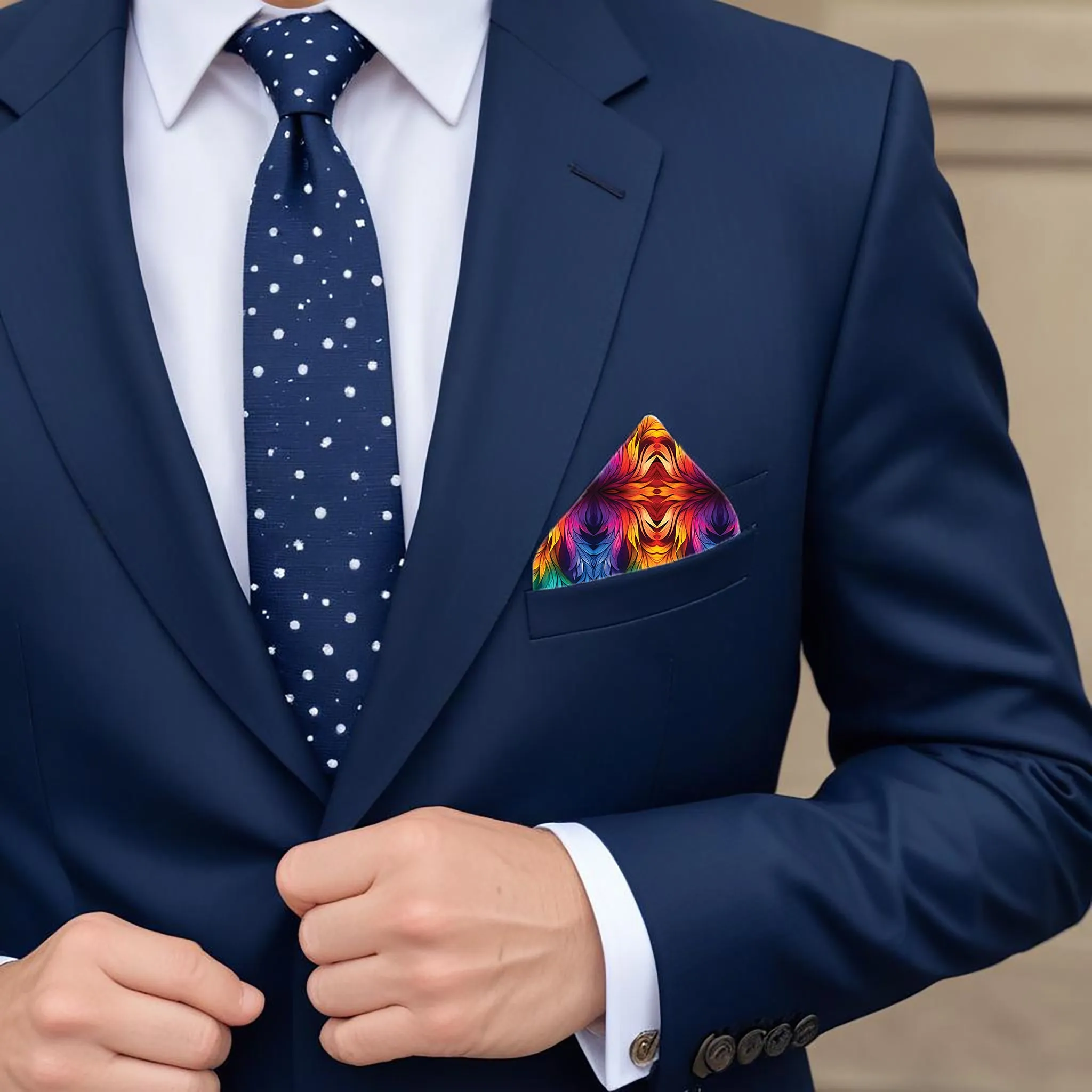PAKISTANI BRAND POCKET SQUARE FOR MEN PREMIUM COLLECTION - NEON ABSTRACT