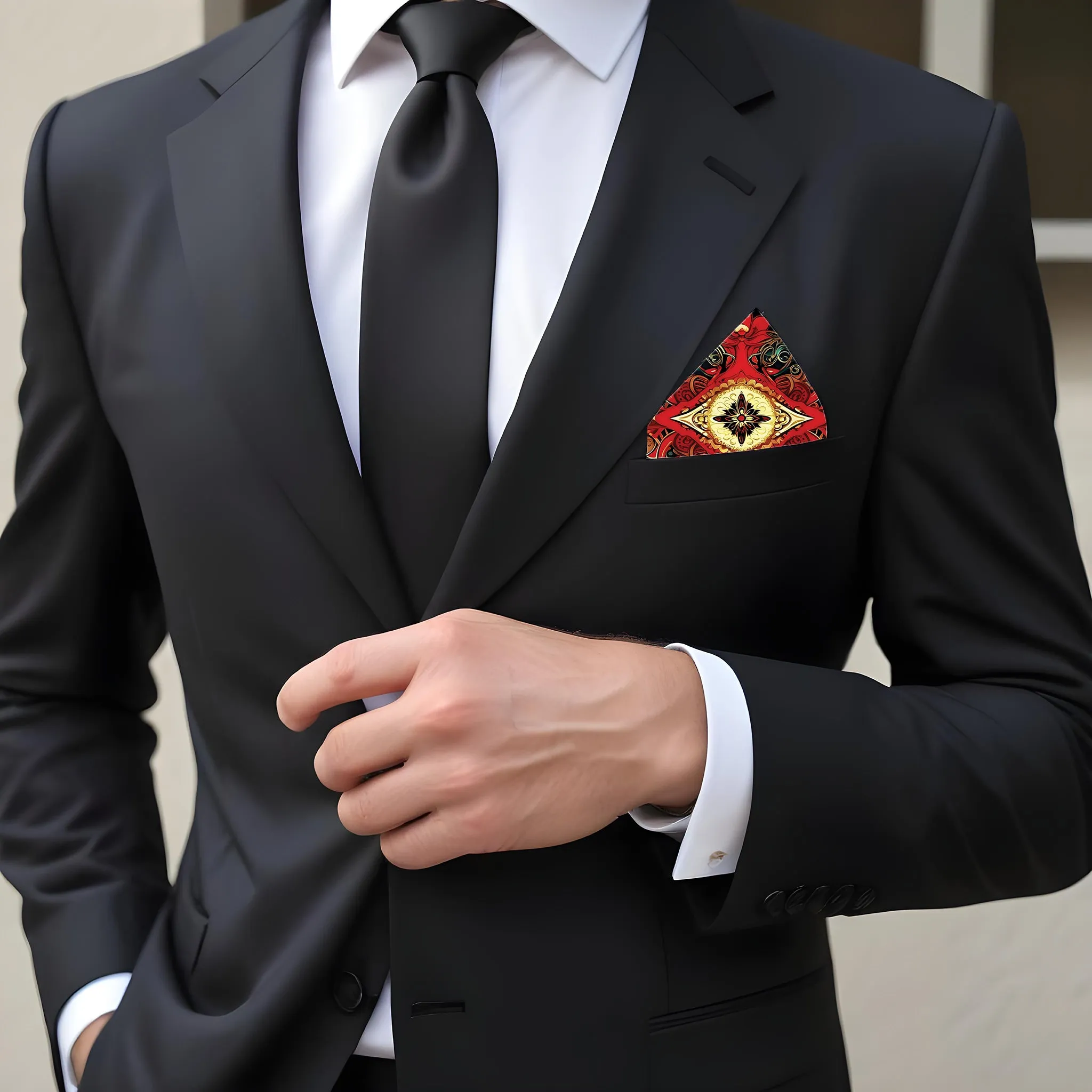 PAKISTANI BRAND POCKET SQUARE FOR MEN PREMIUM COLLECTION - SIMETRIC  PATTERN