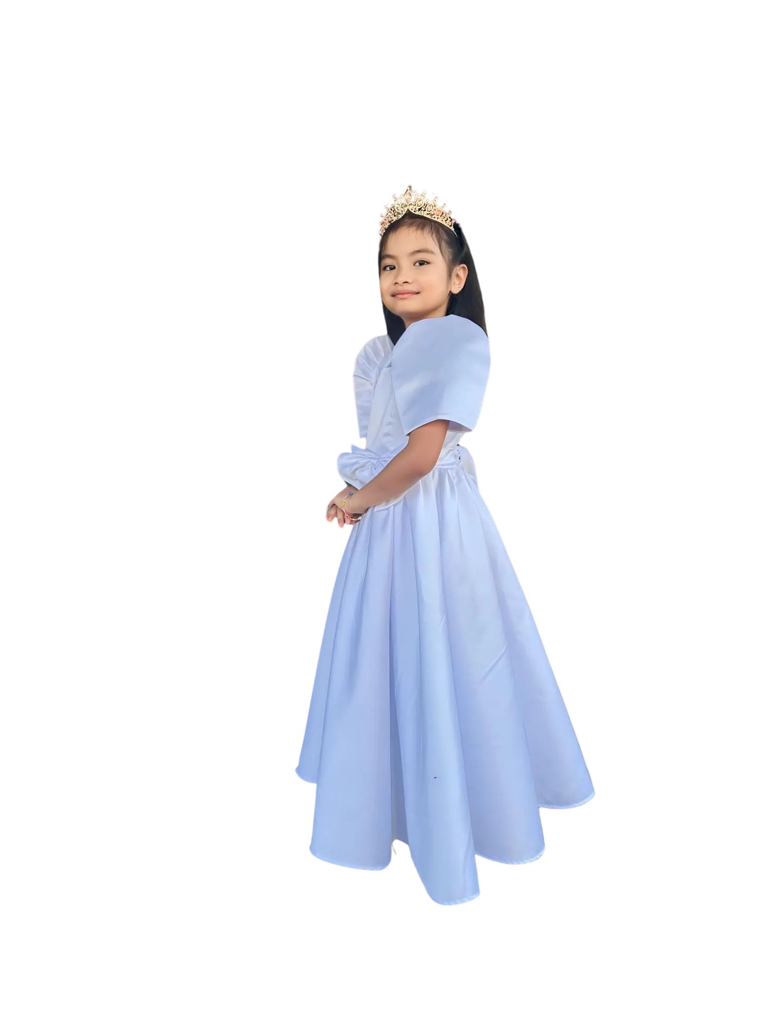 Premium Filipiniana Flower Girl Duchess Satin Dress - Janeth - JB322