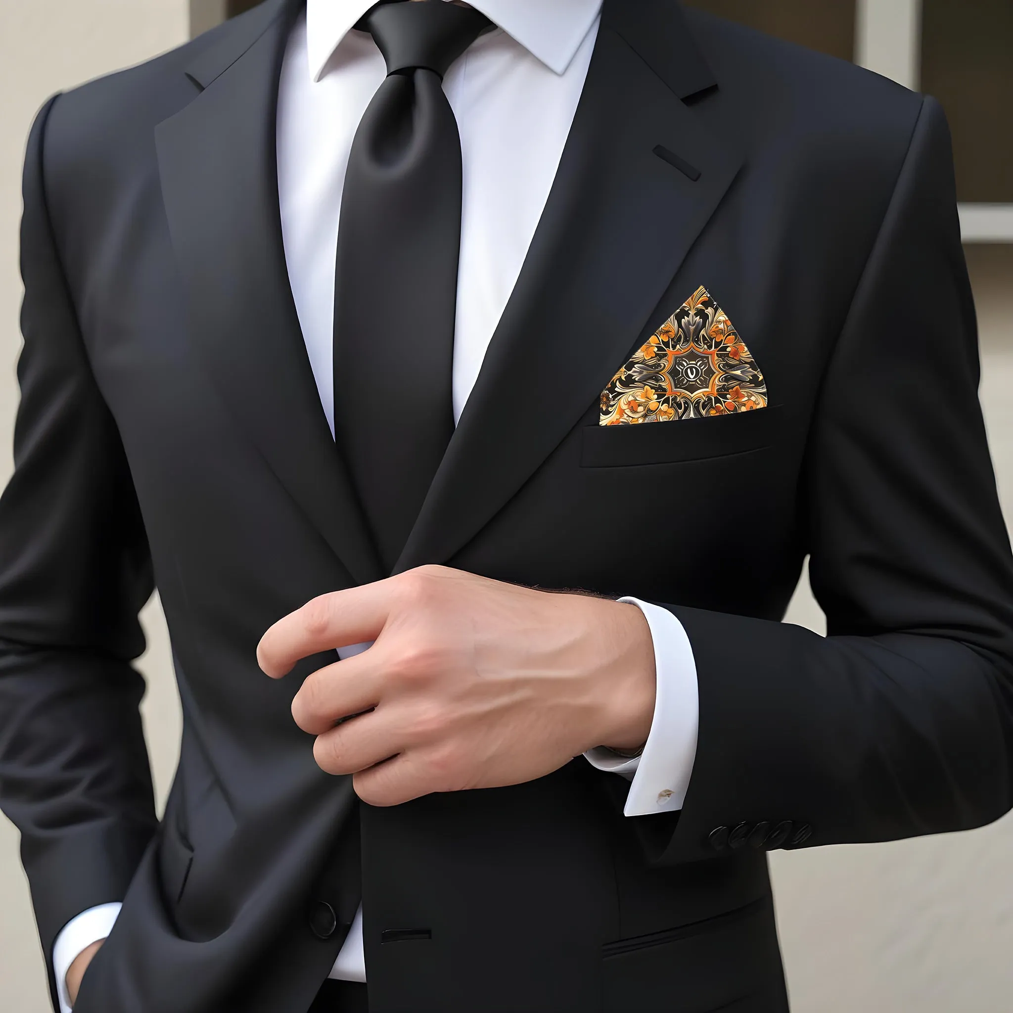PREMIUM LUXURY POCKET SQUARE  - DECORATIVE PATTERN