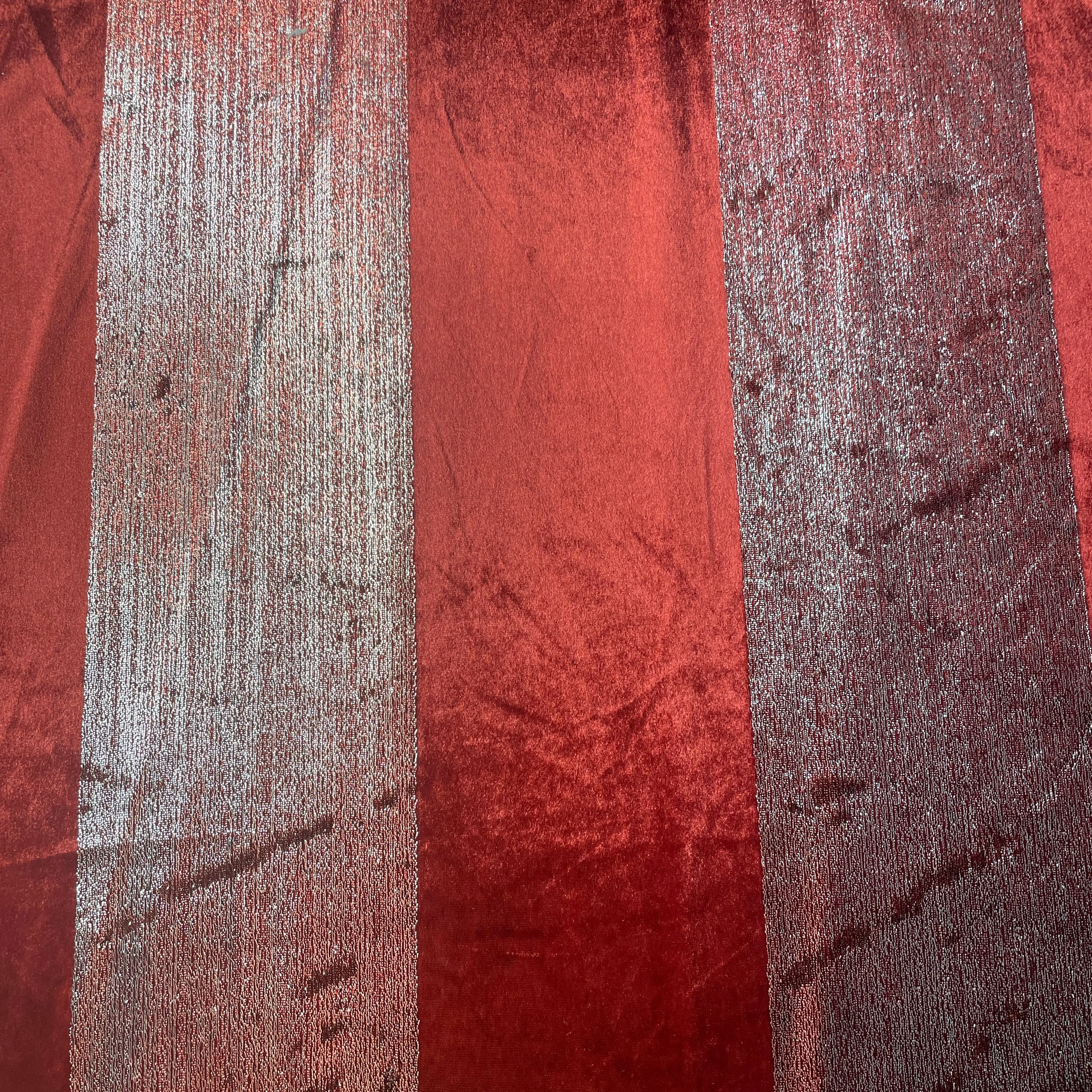 Red Metallic Stripes Velvet Fabric 18793