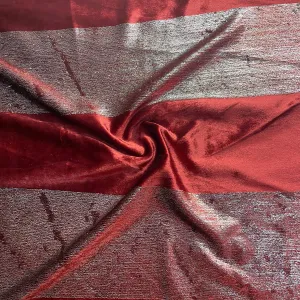 Red Metallic Stripes Velvet Fabric 18793
