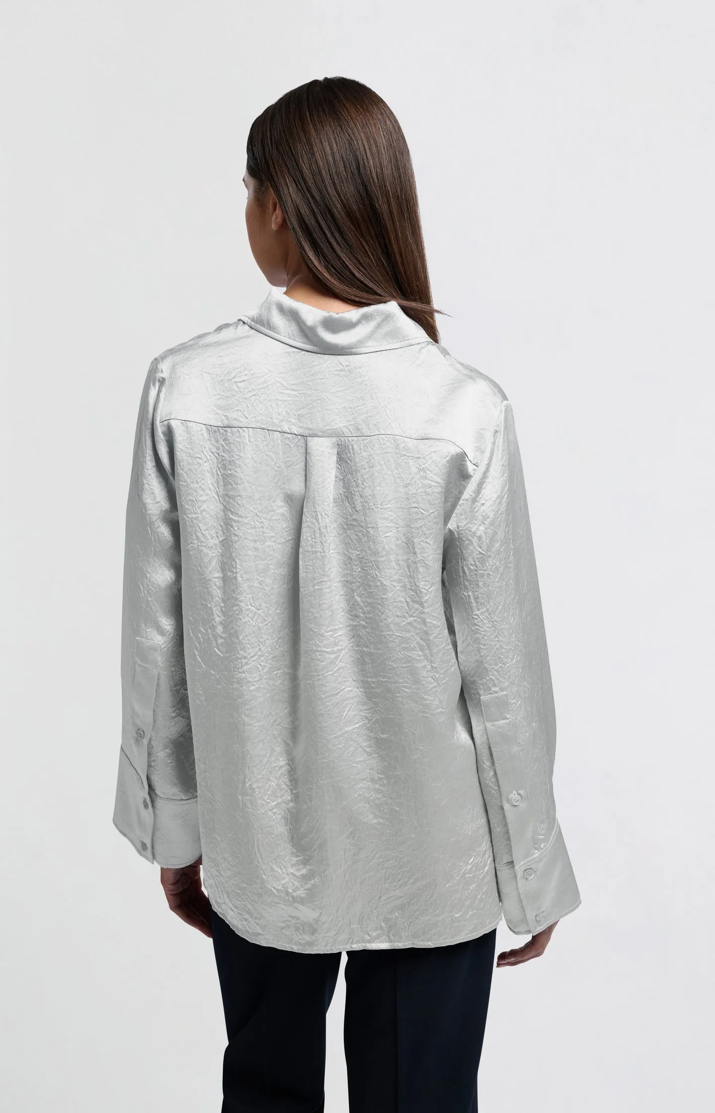 Satin blouse with long sleeves and loose fit